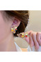 Colorful Stone Flower Motif Earrings
