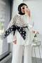 Polka Dot Patterned Cotton Shoulder Shawl - Black