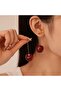 Silvery Cherry Earrings Gold Thin Hook Burgundy Dangle Shiny Women's Earrings - 5