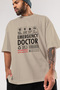 Emergency Doctor Oversize Front Printed Beige T-Shirt 100% Cotton Streetwear Premium Comfortable Fit - 3