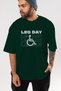 Leg Day Oversize Front Printed Green T-Shirt 100% Cotton Streetwear Premium Comfortable Fit - 6
