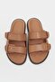Cute Light Tan Matte Double-Strapped Flat Sole Women's Slippers - 6