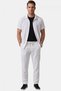 White Slim Fit Striped Textured Linen Look Short Sleeve Men's Sports Shirt 2602648 - 5