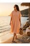 Coral |   Striped Poncho |   Hooded Beach & Pool Poncho