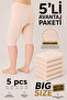 Women's 5-Pack Beige Plus Size Jacquard Below Knee Underwear Shorts Bermuda (with Mesh)