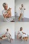 Tie-Up Double Slit Polka Dot Wrinkled Fabric Women's Dress 125 cm - 3