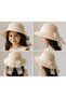 Girl's Straw Hat with Lace Ribbon Summer Sun Hat Cream - 2