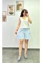 Striped Shorts with Elastic Waist and Tie Detail - 2