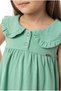 Girl's Regular Fit Baby Collar Buttoned Short Sleeve Dress 25049 - 4
