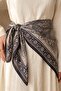Patterned Milk Coffee Soft Scarf 90X90 - 4