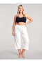 Plus Size Ecru Wide Leg Capri Women's White Pajama Bottoms - 2