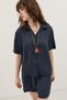 Navy Blue 100% Lyocell Shirt Shorts Women's Set - 2