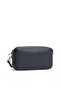 Women's Detachable Cross Strap Th Monogram Textured Navy Blue Shoulder Bag - 5