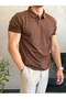 Men's Regular Fit No-Closure Polo Tshirt Bitter Brown Eca084 - 2