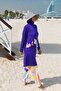 Full Covered Hijab Swimsuit Set Floral Patterned Purple Lycra 4 Piece - M2321