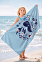 Children's Beach Towel with Sea Theme and Whale Figure - Marine Blue Cute Pool Quick-Drying Beach Cover - 6