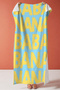 Written Yellow Blue Beach Towel - Typographic Minimalist Pool Sea Bath Quick Drying Beach Cover