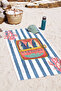 Striped Sardines Themed Marine Beach Towel - Sardine Concept Mediterranean Style Bath Beach Towel