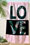 Love Written Tropical Leaf Beach Towel-Modern Pink Marine Pool Sea Quick-Drying Cover Towel - 7