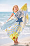 Sea Shell Marine Beach Towel Coverlet - Mediterranean Tropical Blue Yellow Quick Drying Bath Towel Coverlet - 4