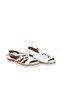 White Leather Women's Flat Sandals - 3