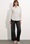 Women's Single Pocket Polka Dot Oversize Shirt 20399 - White - 2