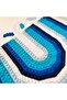 Hand Knitted Blue Rainbow Patterned Baby Stroller Blanket - 3
