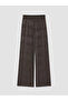 Brown Loose Fit Plaid Women's Trousers - 7
