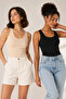 Women's Thick Strap 95% Natural Bamboo Flexible 2-Piece Basic Undershirt - Soft & Sweat-Absorbing Texture