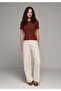 Slim Fit Round Neck Solid Women's Brown Short Sleeve T-Shirt - 3