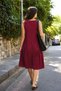 Women's Burgundy Side Gathered Sleeveless Midi Dress Arm-26Y001124 - 2