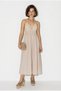 Women's Beige Raw Linen Textured Knit Detailed Backless Long Dress 5213 60286335 - 4