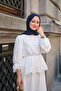 Women's Skirt Ruffled Stone Button Detail Set White - 6