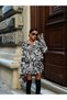 Women's White-Black Belt Detailed Patterned Chiffon Mini Shirt Dress Yel221567-1
