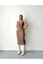 Women's Soft Textured Midi Dress with Button Detail and Combined Vest - 3