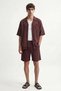 Burgundy Linen Blend Bermuda Men's Shorts - 4