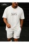 Man Printed Large Size Unisex Oversize T-Shirt Shorts Set - 2