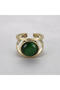 Bronze Women's Ring Authentic Brass Plated Round Green Cat's Eye Stone Adjustable Vintage - 5