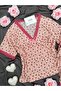 Women's Patterned Short-Sleeved Pajama Set with Underwear - 4