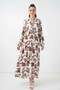 Women's Authentic Patterned Viscose Tan Hijab Dress