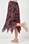 Women's Asymmetrical Patterned Chiffon Plum Skirt - 4