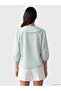 Green Baby Collar Plaid Blouse - 3