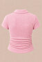 Plus Size Sim Detailed Polo Collar Gathered Blouse - 4