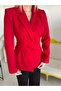 Red Blazer Jacket with Detailed Cuffs - 4