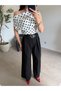 Black Double Belted Pleated Leo Pants - 2
