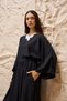 Black Linen Loose Blouse and Belted Loose Trousers Two-Piece Set (2-Piece) - 4