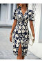 Women's short sleeve v neck floral pattern midi atlas dress