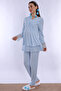 Cotton Maternity Pajama Set with Hidden Breastfeeding Feature Effortt - Blue - 4