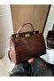 Coffee Brown Croc-Embossed Top Handle Handbag
