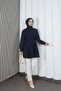 Hakim Collar Pleated Detailed Buttoned Tunic Navy Blue Hnt2127 - 5